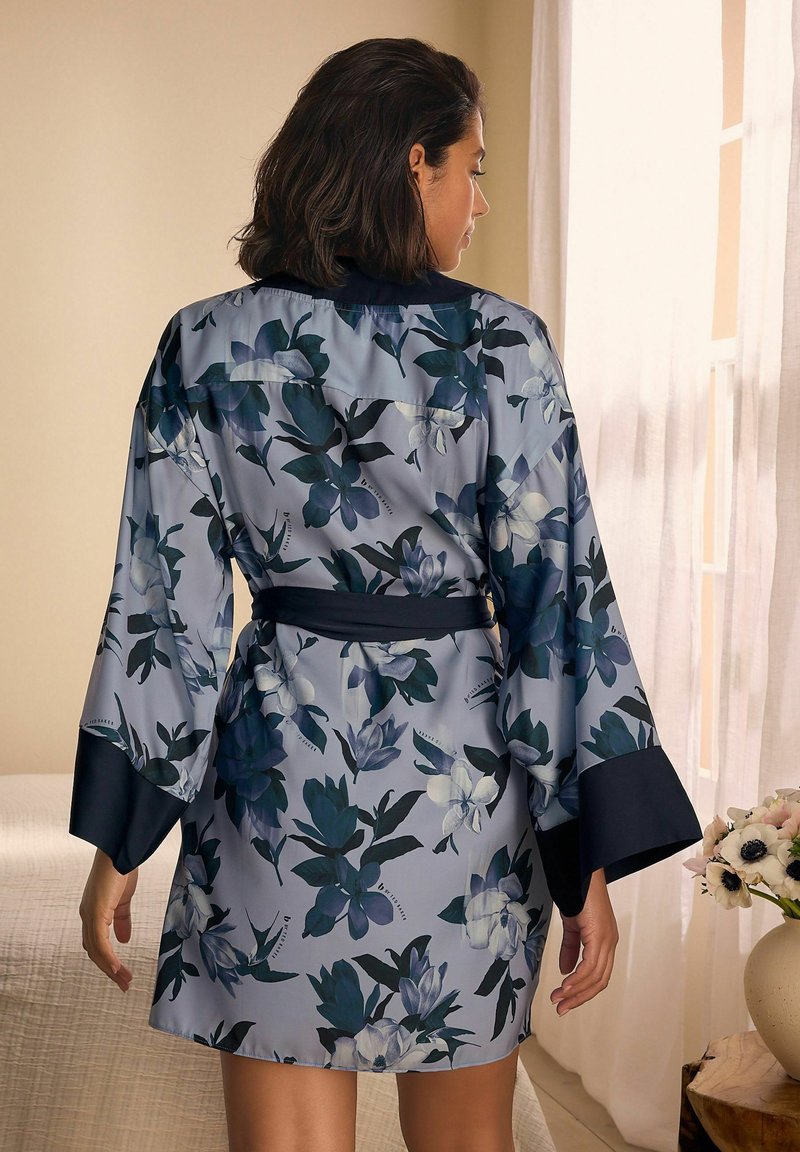 blue cheese dressing made with cottage cheese Vintage 70s Blue Floral Wrap Over Dressing Gown with Ruffles