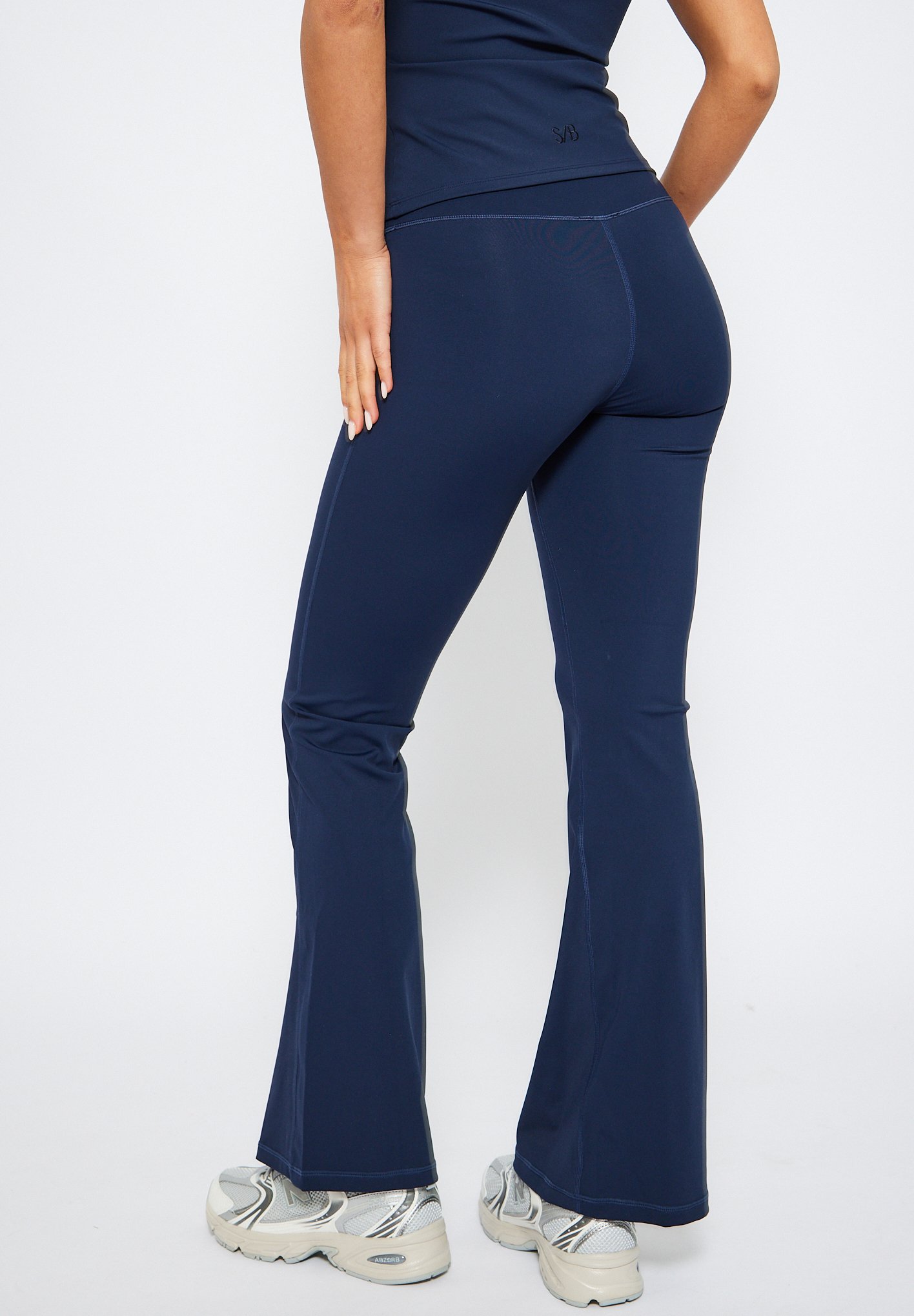 Damen Leggings High Rise Flare Leg – Schwarz, Sportlich, Maschinenwaschbar