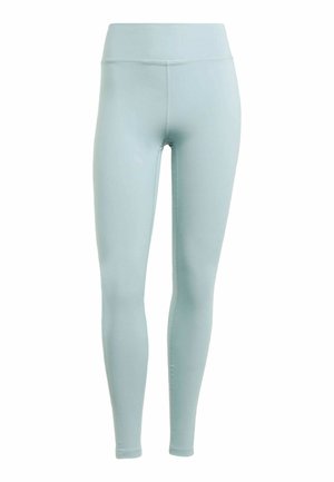 Lichtblauwe, high-waisted leggings gemaakt van rekbare stof. Soepele textuur zonder zichtbare patronen of hardware-details. Slimme pasvorm.