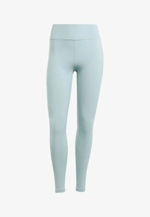 Lichtblauwe, high-waisted leggings gemaakt van rekbare stof. Soepele textuur zonder zichtbare patronen of hardware-details. Slimme pasvorm.