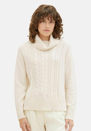 TOM TAILOR MIT ROLLKRAGEN UND STRUKTUR - Strickpullover - beige