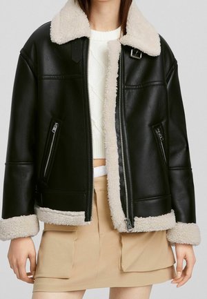 Imiteret læderjakke - black