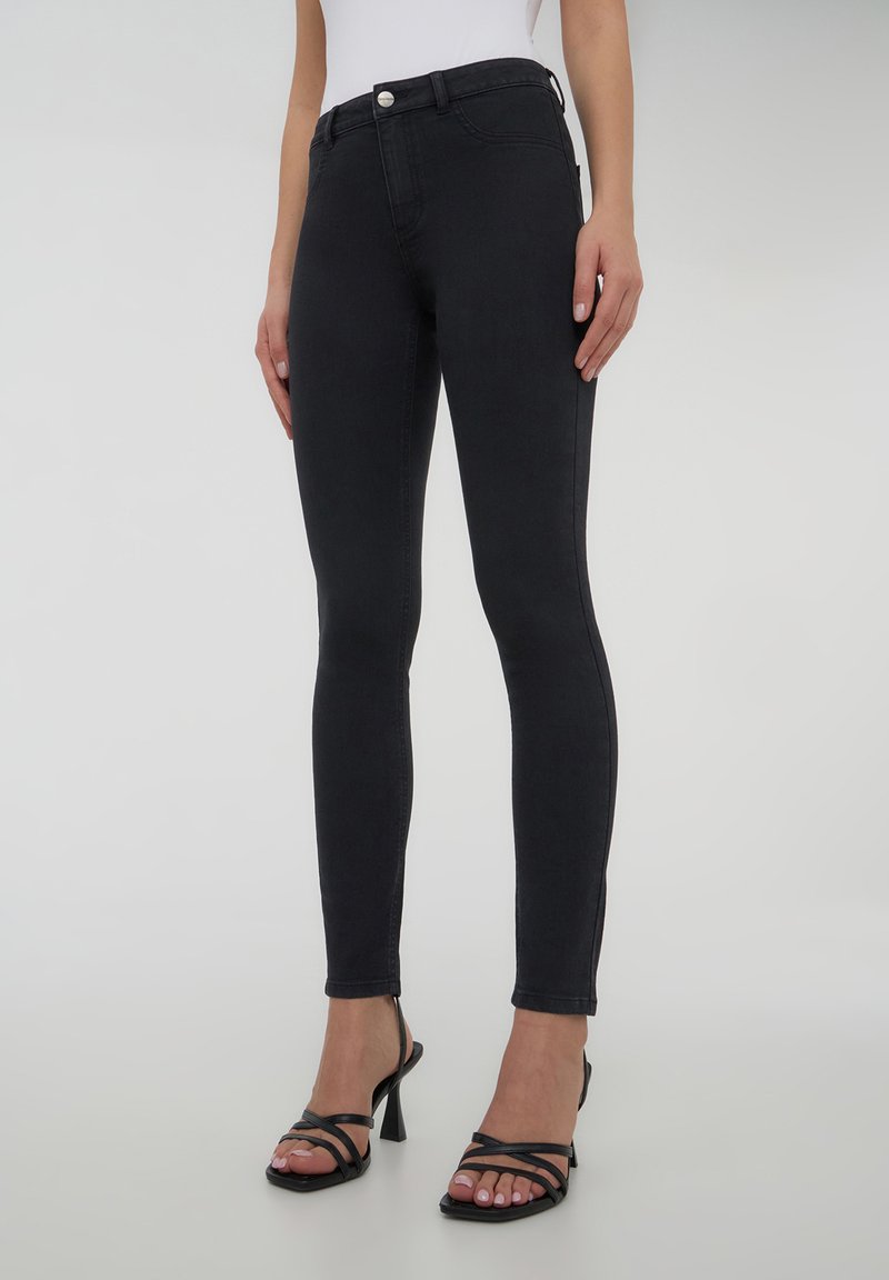 Jeans Da Donna Skinny Shaping Slim Fit Denim High Waist Straight Leg Jeans Pantaloni Lunghi Jeans Con Tasca, Grigio, XXL - Foto 2