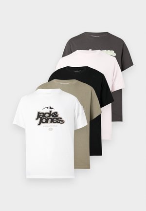 JCOFLARE FRONT TEE CREW NECK 5 PACK - Nyomott mintás póló - bright white/black/vetiver/pavement/light lilac