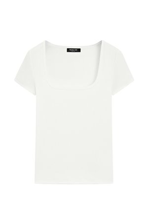 Massimo Dutti, SHORT SLEEVE SQUARE NECKLINE T-SHIRT - T-shirt basic - white
