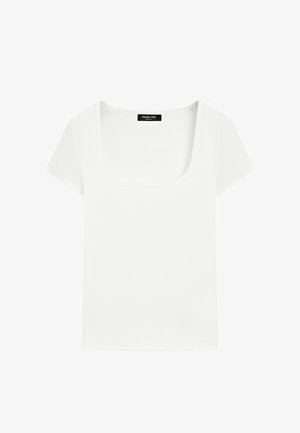 Massimo Dutti, SHORT SLEEVE SQUARE NECKLINE T-SHIRT - T-shirt basic - white