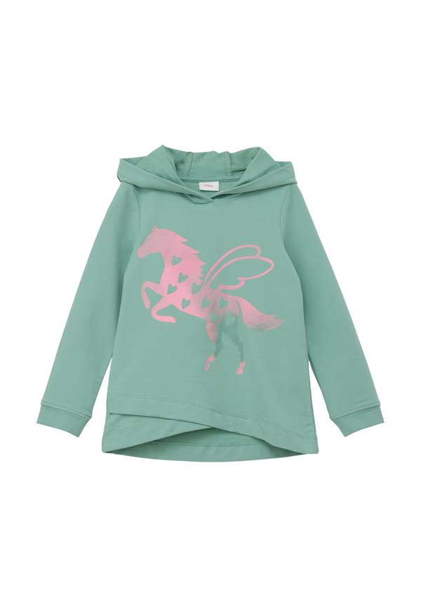 MIT LAYERING-DETAIL - Kapuzenpullover - salbeigrün