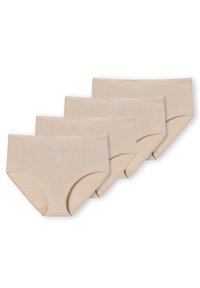 Beige katoenen slips, vier-pack, met een gladde textuur, elastische tailleband en verticale geribbelde structuur. Klassieke hipster snit.