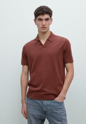 V-NECK  - Piké - mottled bordeaux