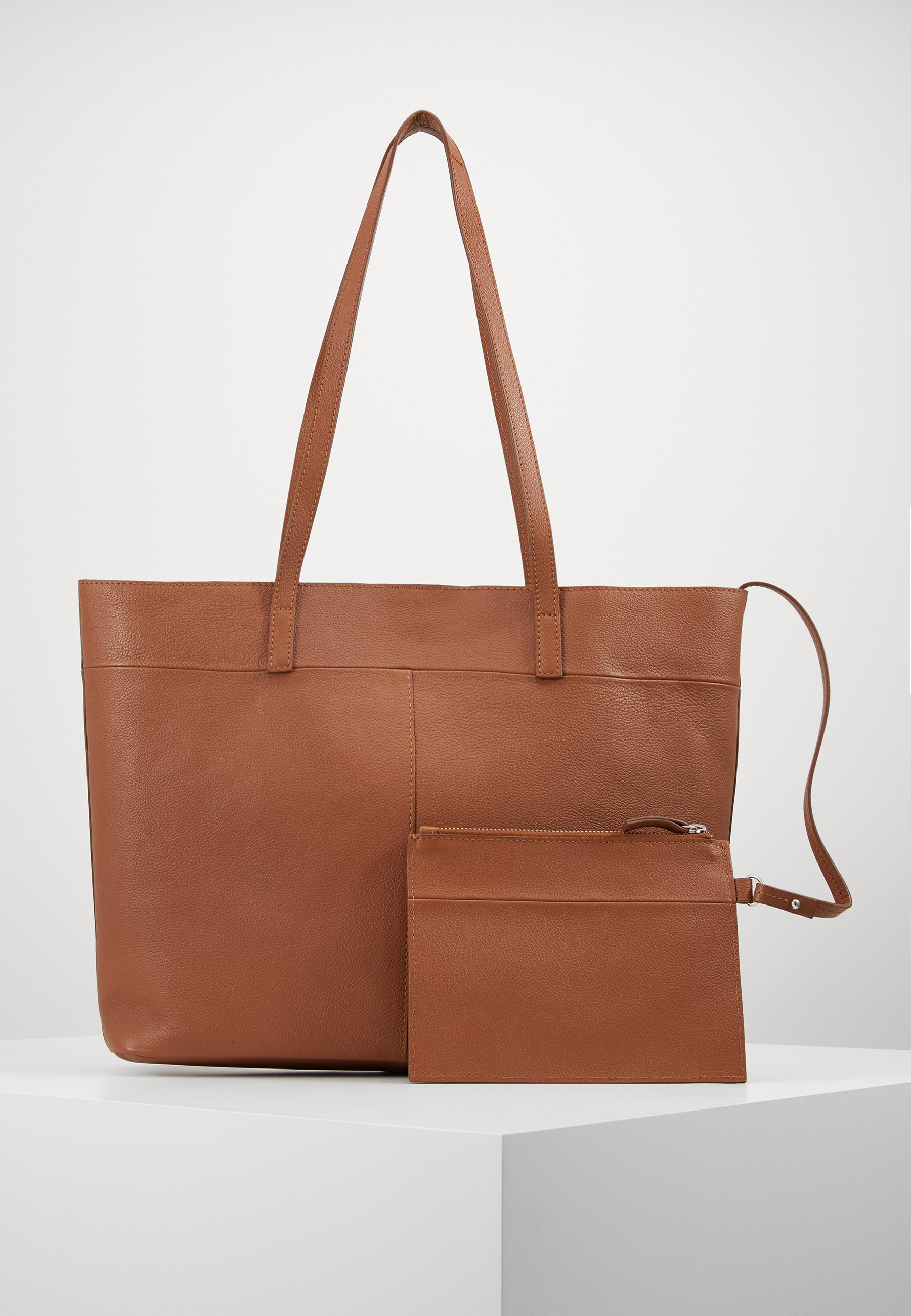 Zign LEATHER SHOPPING BAG POUCH SET Shoppingveske Zign Shoppingveske dark brown Zalando.no