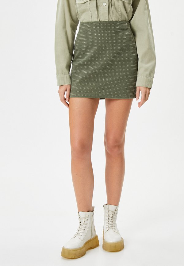 STONE MINI STANDARD WAIST SLIM FIT CUT - Jeansrock - khaki