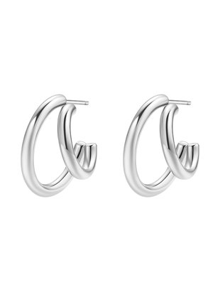 DOUBLE HOOP - Pendientes - silver-coloured