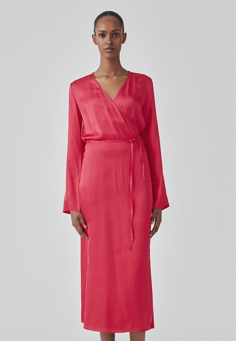 KAFFE POLLY Pink Floral Melon Wrap Dress
