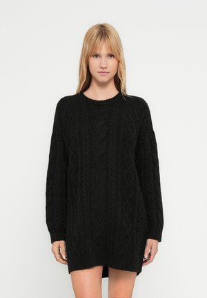 CABLE SWEATER DRESS - Robe pull - true black