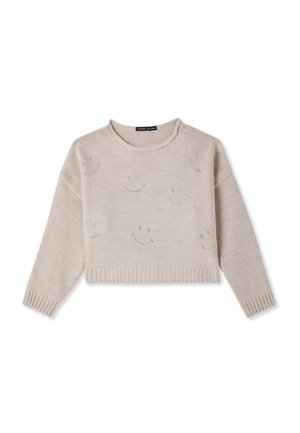 MAGLIA CON STRASS A SMILE - Maglione - beige