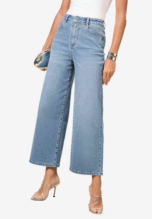 Lipsy CROP WIDE LEG - Flared Jeans - mid wash blue