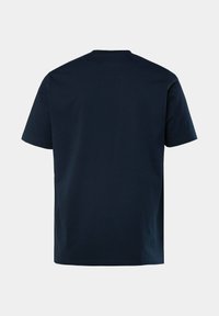 Marinblå bomulls t-shirt med korta ärmar och klassisk rundad hals. Lätt textur, rak passform och inga synliga logotyper eller mönster.