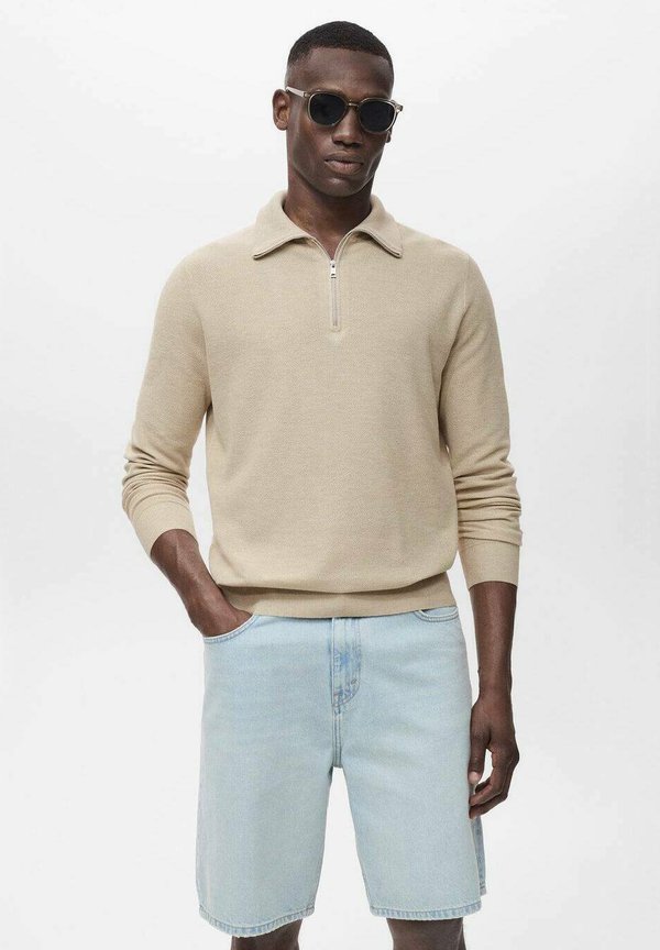 MICROSTRUCTURE WITH ZIPPER COLLAR - Strickpullover - beige