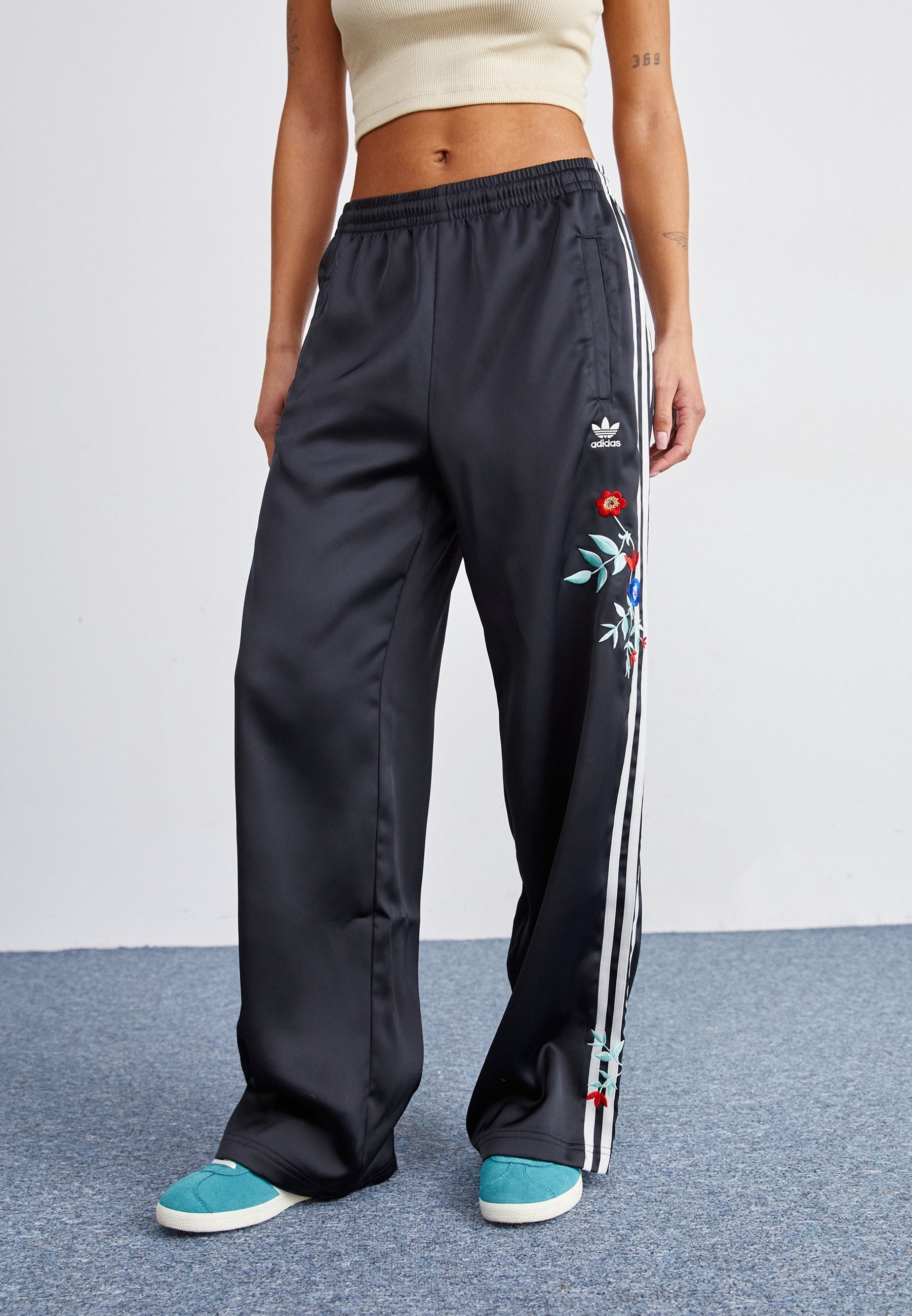 Embroidered Adidas Women's Floral Tracksuit Pants Black Shop