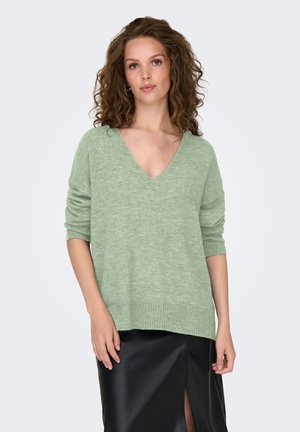 JDY, JDYELANORA L/S V-NECK PULLO. KNT NOOS - Neule - sea foam