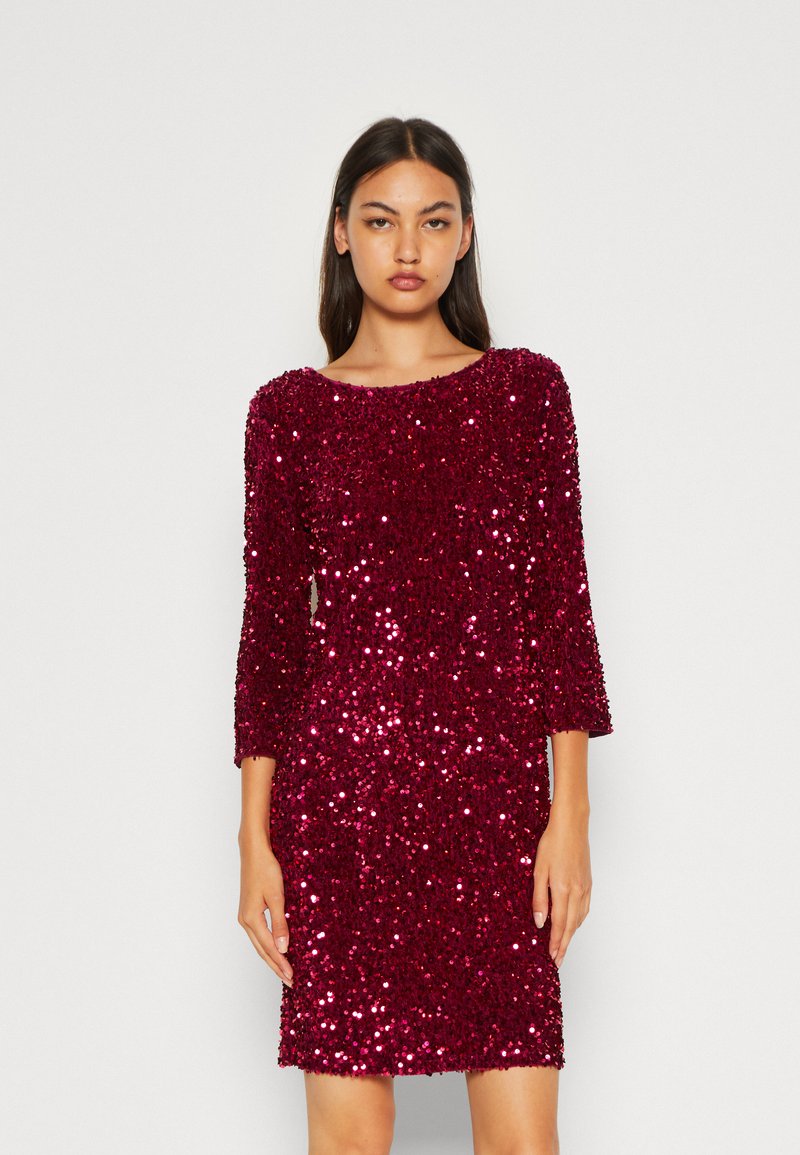 VILA VIYLLA 3/4 SEQUINS DRESS Vestito elegante pink yarrow/fuxia