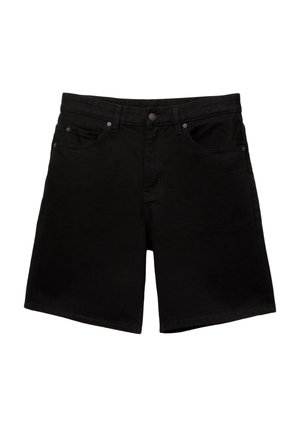 Sorte denim shorts med regular fit, fem-lomme design, metalknaplukning og stiknæring. Blød tekstur med let stræk.