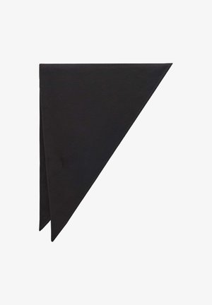 Zwarte driehoekige sjaal van zachte stof, met een eenvoudig ontwerp, schone randen en een subtiele stikselafwerking.