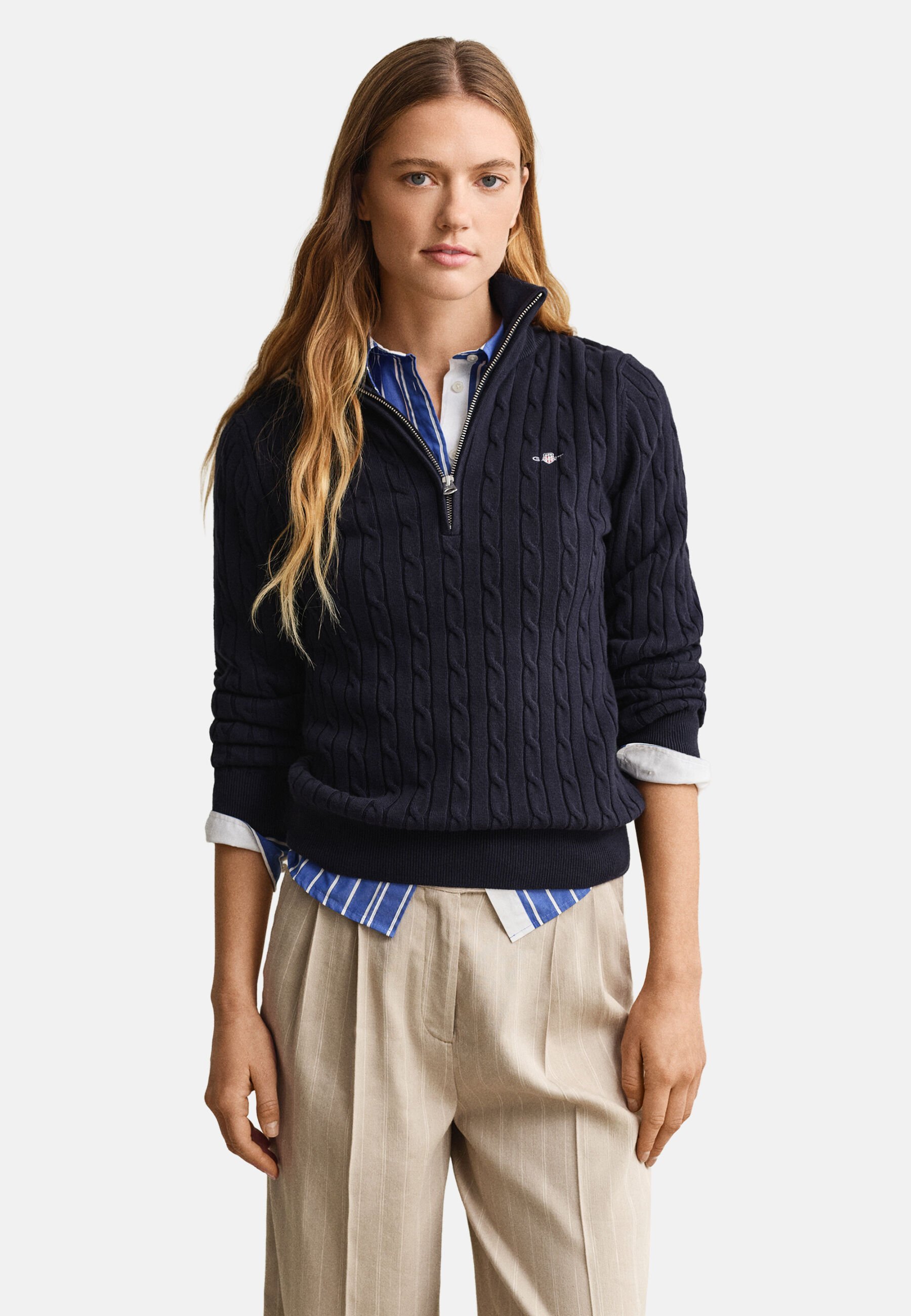 Desires Donna Juna Pullover Con Cerniera – Collo Alto, Costine, Misto Lana – Vestibilità Regolare, Morbido E Caldo