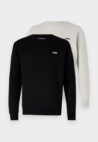 JJSCRIPT BRADLEY CREW NECK 2 PACK - Sudadera - black/white melange