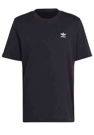 Zwarte katoenen T-shirt met korte mouwen en ronde hals. Voorzien van een klein wit Adidas-logo op de linkerkant van de borst.
