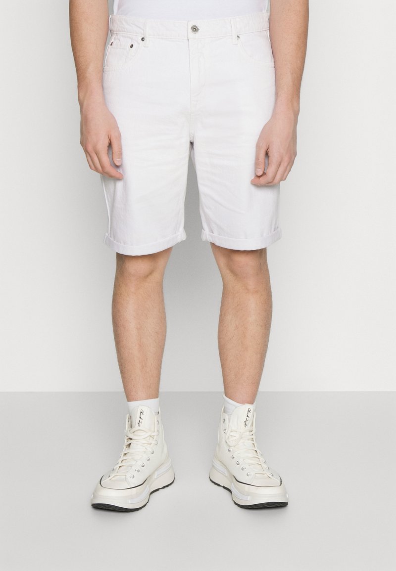 Pier One - COLORED TWILL WHITE DENIM - Džinsiniai šortai - white denim, Padidinti