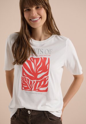 Cecil, T-SHIRT WITH ROUND NECK AND FRONT PRINT - T-shirt con stampa - vanilla white
