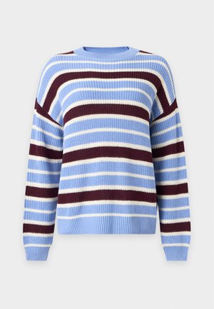 Noisy May, NMMASYA O NECK STRIPED - Пуловер - hydrangea/cloud dancer/fig