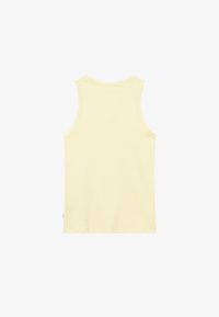 Débardeur jaune clair sans manches avec encolure ronde, vu de dos sur un fond blanc uni.