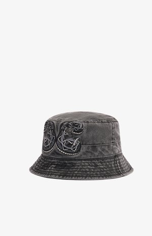 Ed Hardy, UNISEX SNAKEBITE ACID WASH BUCKET HAT UNISEX - Hut - charcoal