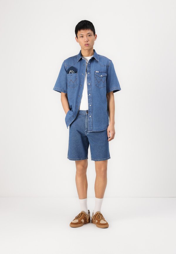 FRONTIER - Denim shorts - dark stone3