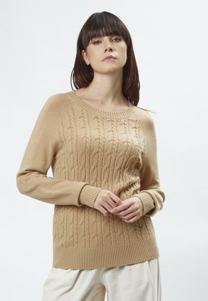 RAGLAN-SLEEVE CABLE - Striktrøje - cappuccino