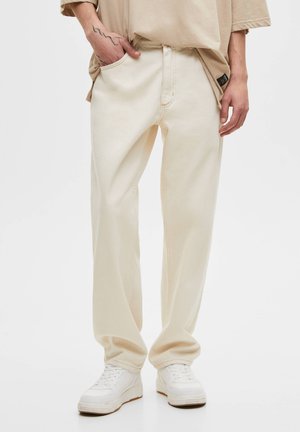Relaxed fit jeans - mottled beige