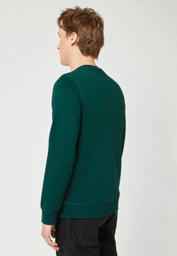 Groene sweatshirt met lange mouwen, gemaakt van zacht materiaal. Heeft een ronde hals en ribbelmanchetten. Minimaal detail met een relaxte pasvorm.