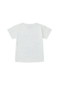 Camiseta de algodón blanca, de mangas cortas, cuello redondo, diseño liso, textura suave y corte recto, sin patrones ni acentos visibles.