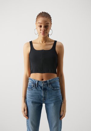 NMEDDA WASH ZIP CROP - Top - black