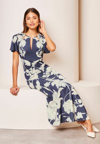 Lipsy RUCHED FRONT KEYHOLE OUT MIDI - Rochie de zi - navy blue