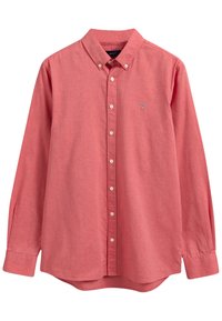 Czerwona, długorękawowa koszula z bawełny z kołnierzykiem na guziki, z przodu zapięcie na guziki oraz małe haftowane logo na piersi.