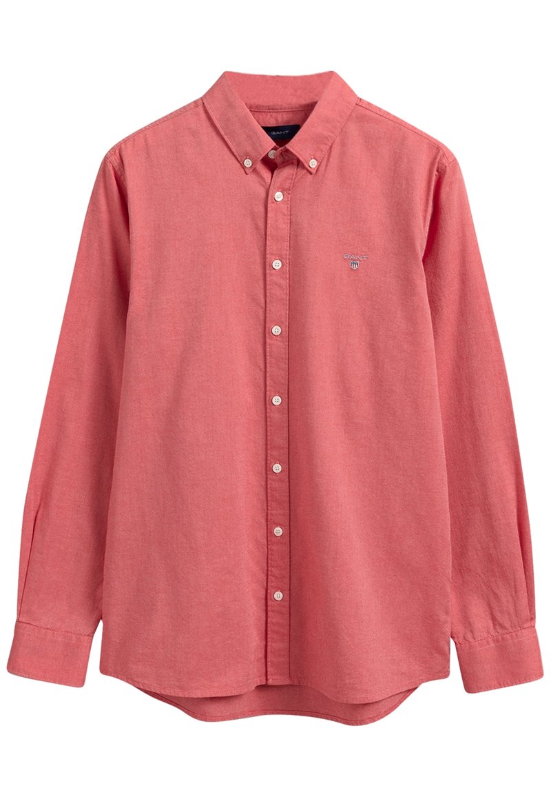 Czerwona, długorękawowa koszula z bawełny z kołnierzykiem na guziki, z przodu zapięcie na guziki oraz małe haftowane logo na piersi.
