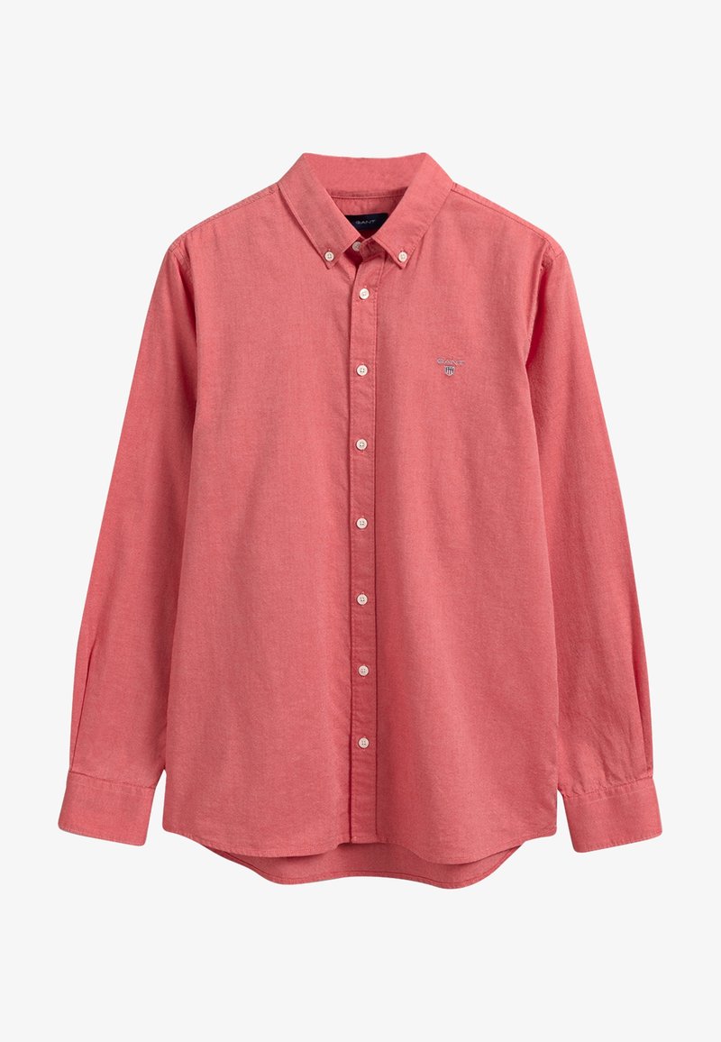 Czerwona, długorękawowa koszula z bawełny z kołnierzykiem na guziki, z przodu zapięcie na guziki oraz małe haftowane logo na piersi.
