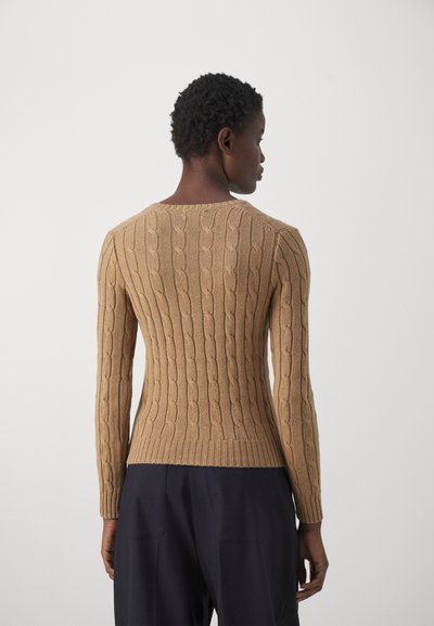 Polo Ralph Lauren CABLE KNIT COTTON V NECK SWEATER - Pulover - camel