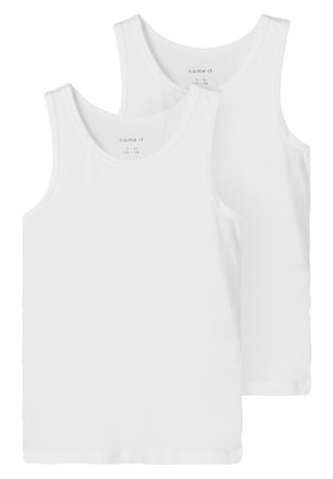 Débardeurs en coton blanc, avec un col rond et des bretelles larges, présentés par paquet de deux. Design uni sans motifs.