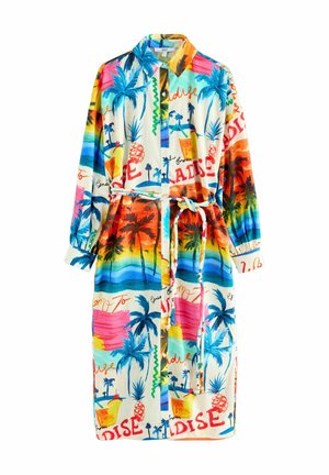 FIT - LONG SLEEVE TIE WAIST - Skjortklänning - bright palm graphic print