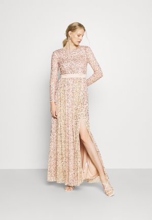 ALL OVER EMBELLISHED MAXI WITH THIGH SPLIT - Abito da sera - taupe blush