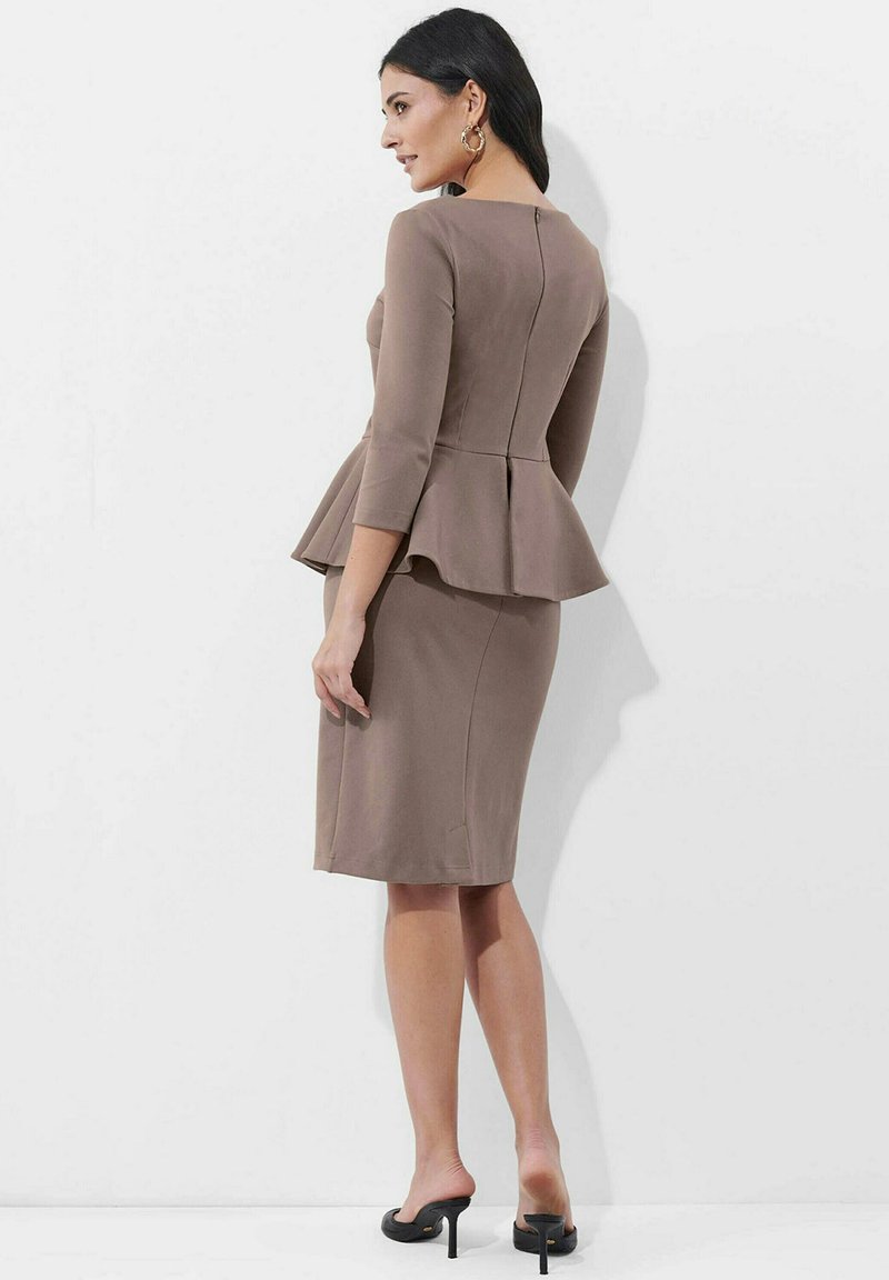 open lace back dress Veni Infantino 992217S Taupe/Ivory Dress – ginasmartboutique main image 1